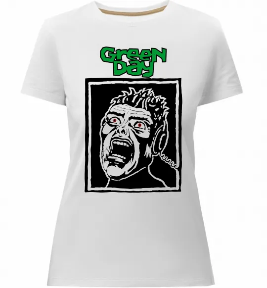 Женская премиум футболка Green Day Scream Белый фото