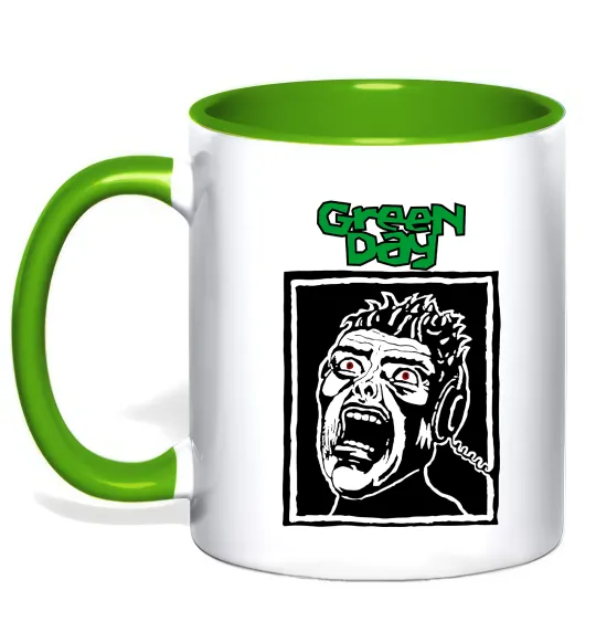 Чашка з кольоровою ручкою Green Day Scream Лаймовий фото