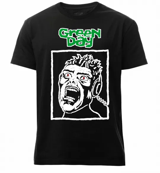 Мужская премиум футболка Green Day Scream Черный фото