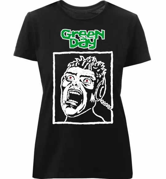 Женская премиум футболка Green Day Scream Черный фото
