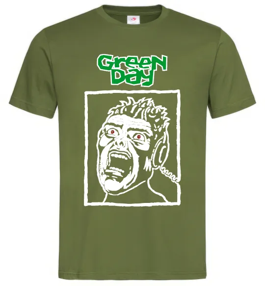 Мужская футболка Green Day Scream Оливковый фото