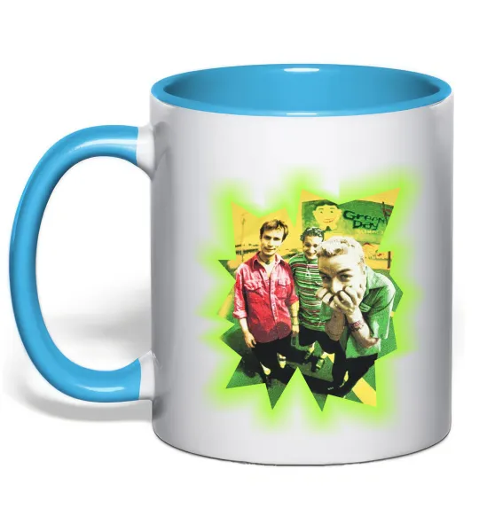 Чашка с цветной ручкой Green Day фото Голубой фото