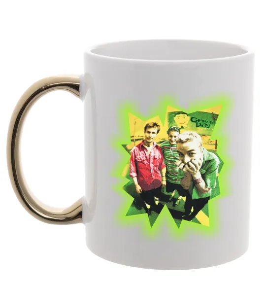 Чашка с цветной ручкой Green Day фото Золото фото