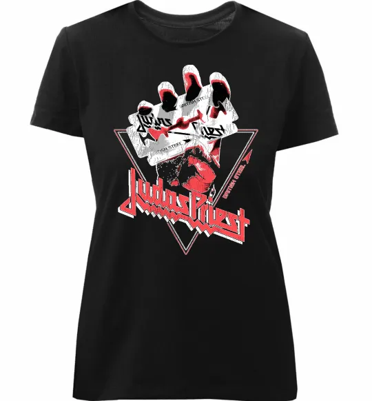 Женская премиум футболка Judas Priest British steel Черный фото