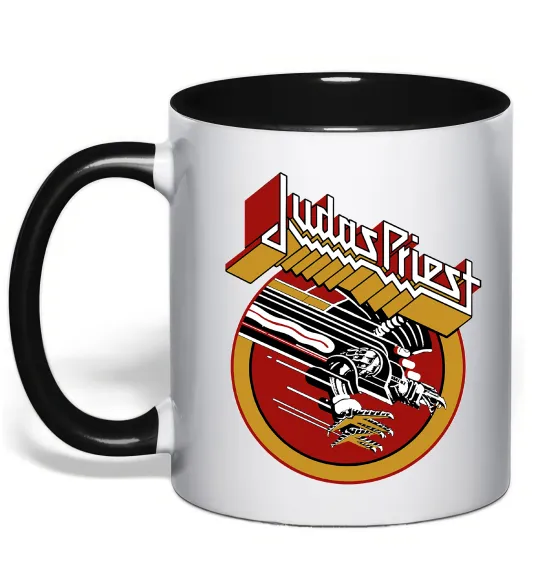 Чашка з кольоровою ручкою Judas Priest Screaming for vengeance Чорний фото