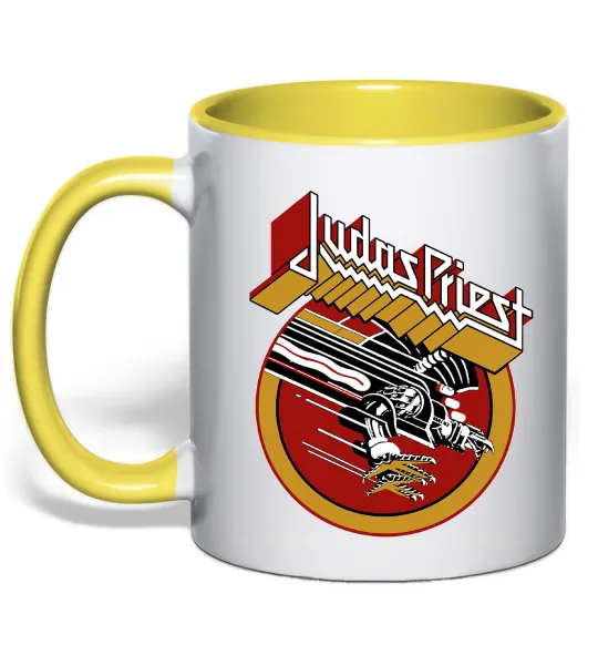 Чашка з кольоровою ручкою Judas Priest Screaming for vengeance Лимонний фото