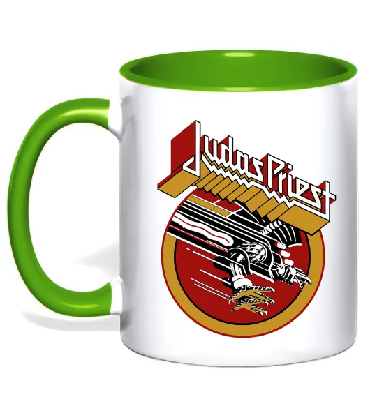 Чашка з кольоровою ручкою Judas Priest Screaming for vengeance Лаймовий фото