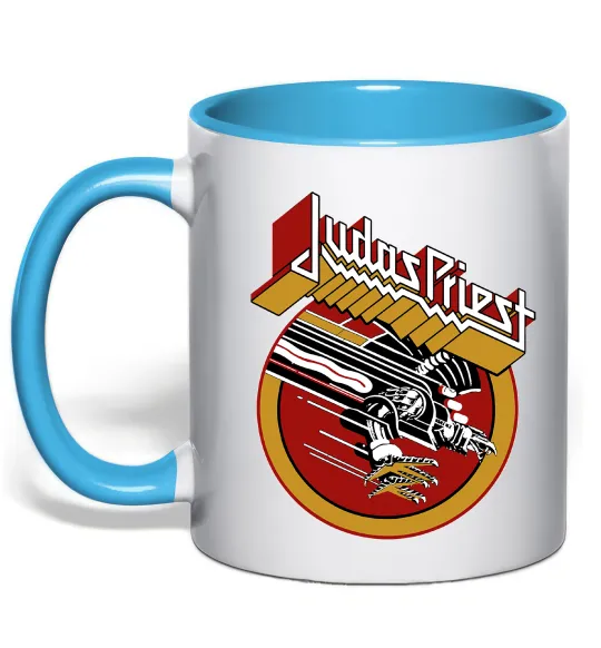 Чашка з кольоровою ручкою Judas Priest Screaming for vengeance Блакитний фото