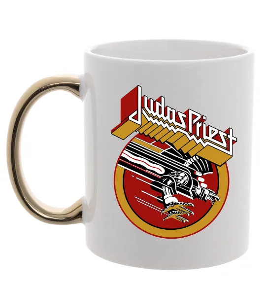 Чашка з кольоровою ручкою Judas Priest Screaming for vengeance Золото фото