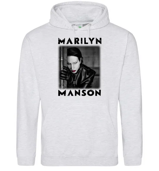 Женская толстовка (худи) Marylin Manson фото Серый меланж фото