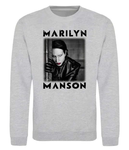 Свитшот Marylin Manson фото Серый меланж фото