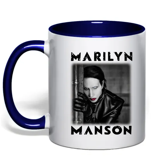 Чашка з кольоровою ручкою Marylin Manson фото Глибокий темно-синій фото