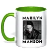Чашка з кольоровою ручкою Marylin Manson фото Зелений фото