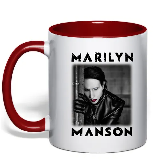 Чашка з кольоровою ручкою Marylin Manson фото Червоний фото