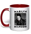 Чашка з кольоровою ручкою Marylin Manson фото Червоний фото
