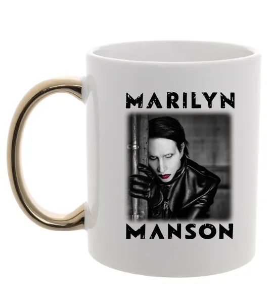 Чашка з кольоровою ручкою Marylin Manson фото Золото фото