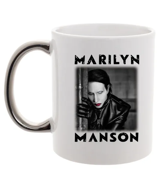 Чашка з кольоровою ручкою Marylin Manson фото Срібло фото
