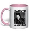Чашка з кольоровою ручкою Marylin Manson фото Ніжно рожевий фото