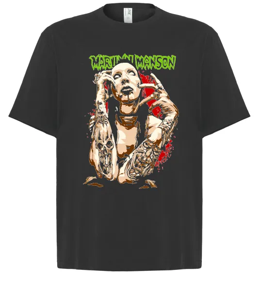 Футболка Оверсайз Marilyn Manson art Черный фото