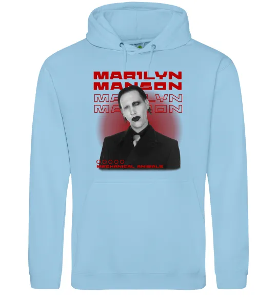 Мужская толстовка (худи) Marylin Manson Mechanical animals Голубой фото