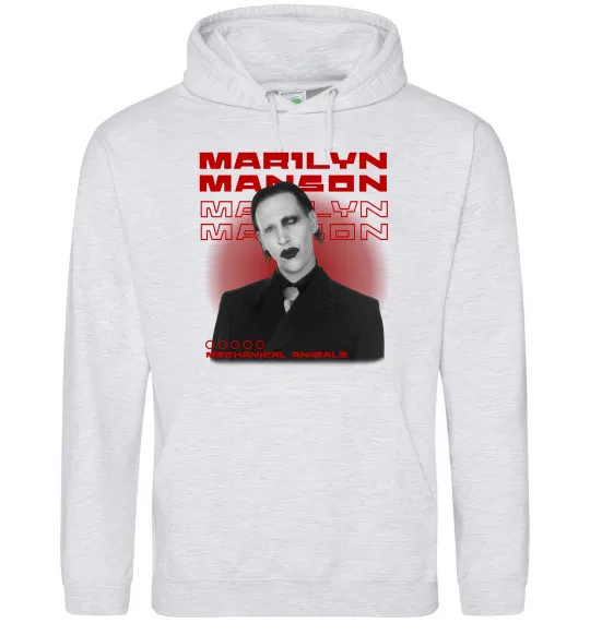 Женская толстовка (худи) Marylin Manson Mechanical animals Серый меланж фото