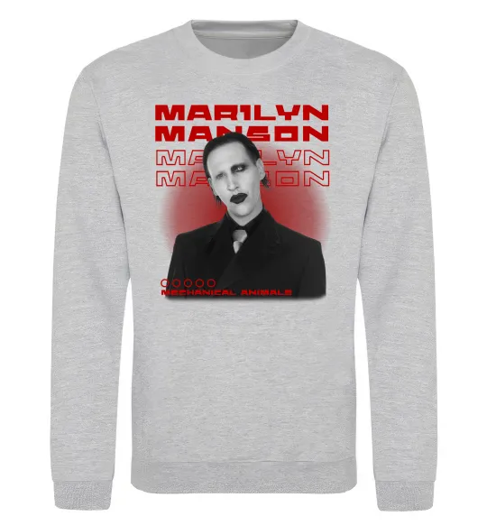 Світшот Marylin Manson Mechanical animals Сірий меланж фото