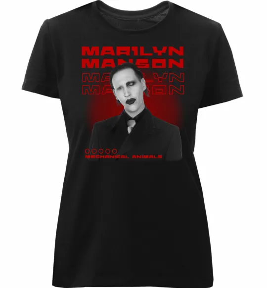 Жіноча преміум футболка Marylin Manson Mechanical animals Чорний фото