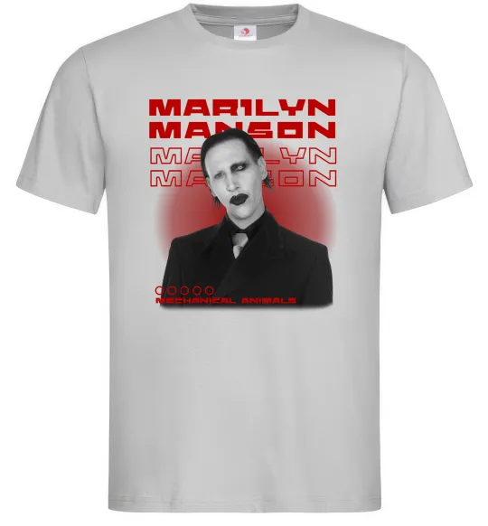 Мужская футболка Marylin Manson Mechanical animals Серый фото