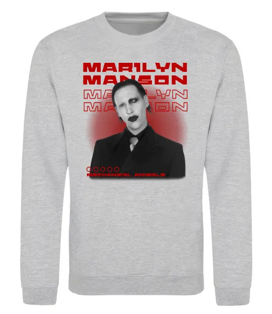 Свитшот Marylin Manson Mechanical animals Серый меланж фото
