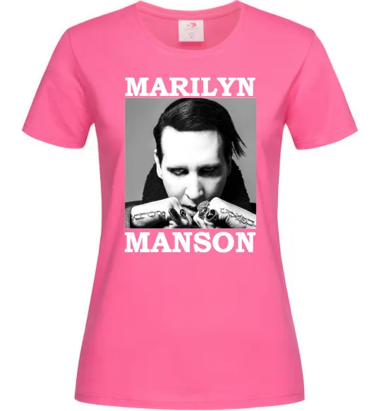 Женская футболка Marylin Manson photocard Ярко-розовый фото