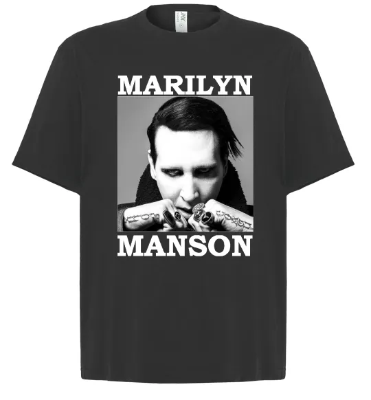 Футболка Оверсайз Marylin Manson photocard Черный фото