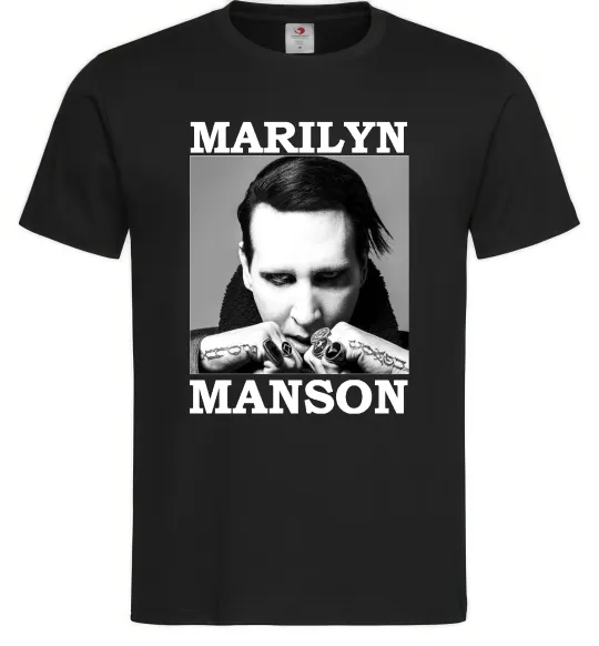 Мужская футболка Marylin Manson photocard Черный фото