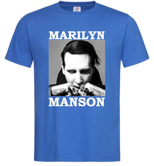 Мужская футболка Marylin Manson photocard Ярко-синий фото