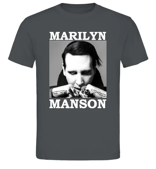 Мужская футболка Marylin Manson photocard Графит фото