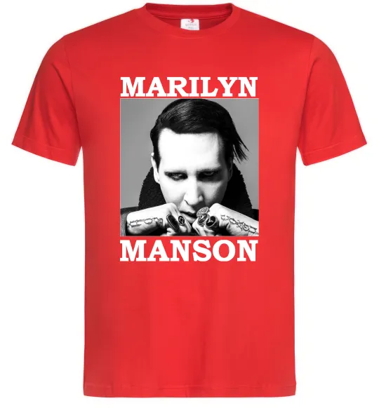 Мужская футболка Marylin Manson photocard Красный фото