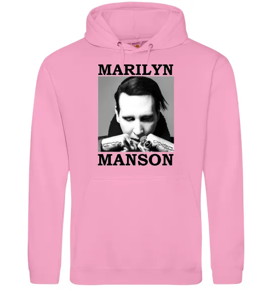 Мужская толстовка (худи) Marylin Manson photocard Розовый фото
