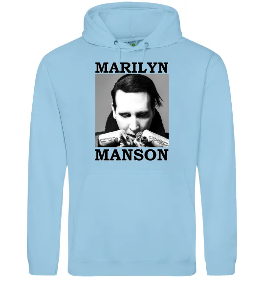 Мужская толстовка (худи) Marylin Manson photocard Голубой фото