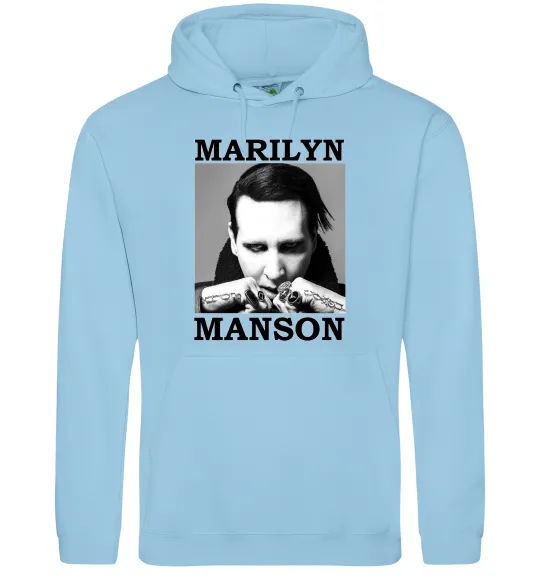 Женская толстовка (худи) Marylin Manson photocard Голубой фото
