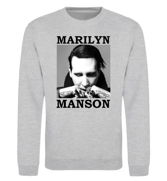 Світшот Marylin Manson photocard Сірий меланж фото