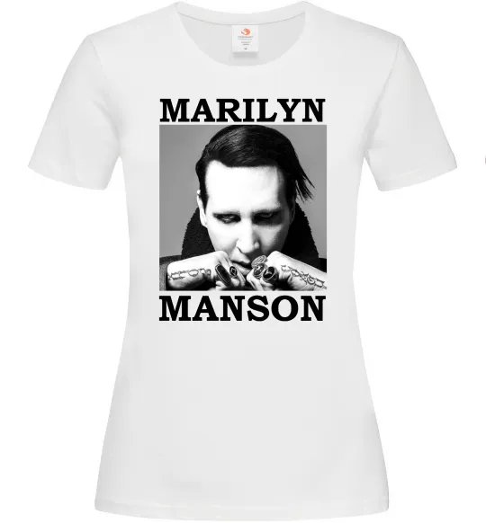 Женская футболка Marylin Manson photocard Белый фото