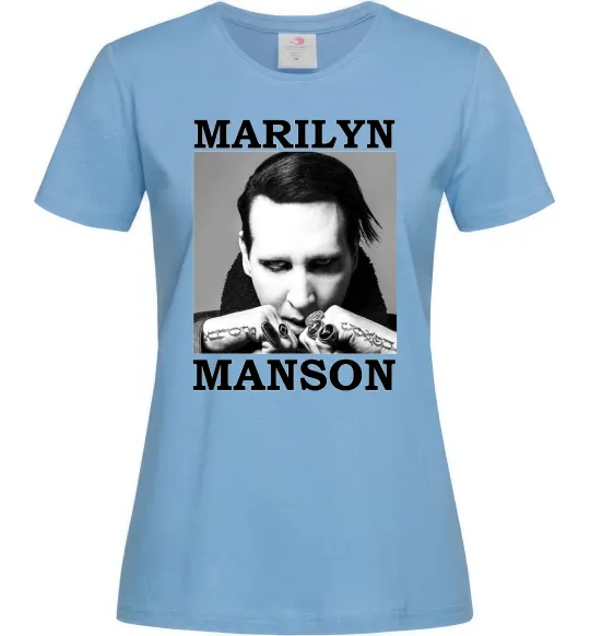 Женская футболка Marylin Manson photocard Голубой фото