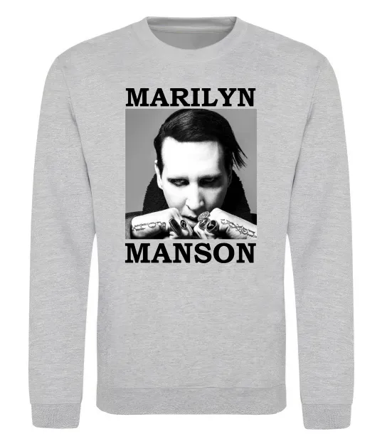 Свитшот Marylin Manson photocard Серый меланж фото
