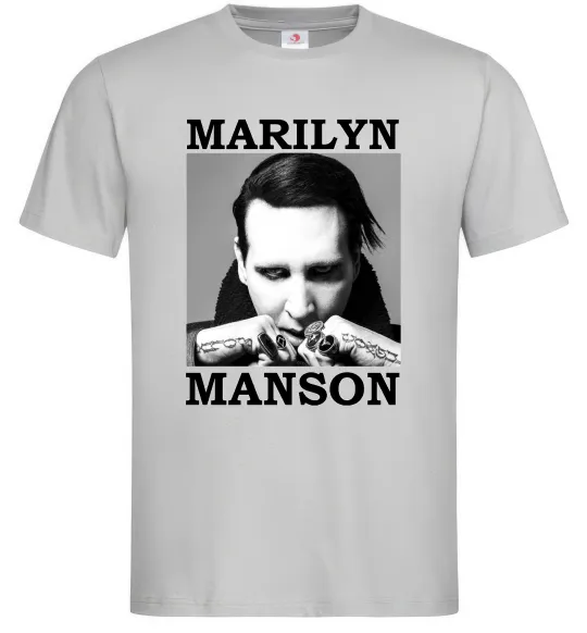 Мужская футболка Marylin Manson photocard Серый фото