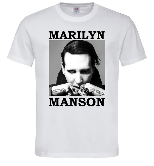 Мужская футболка Marylin Manson photocard Белый фото