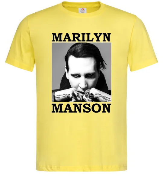 Мужская футболка Marylin Manson photocard Лимонный фото