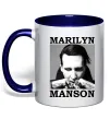 Чашка с цветной ручкой Marylin Manson photocard Глубокий темно-синий фото