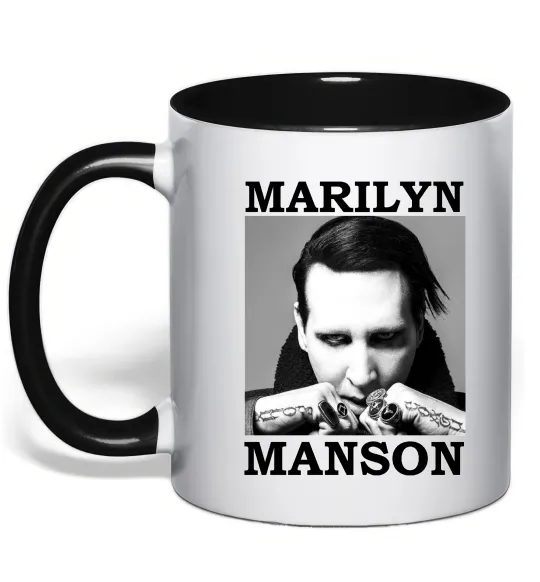 Чашка с цветной ручкой Marylin Manson photocard Черный фото
