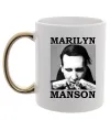Чашка с цветной ручкой Marylin Manson photocard Золото фото