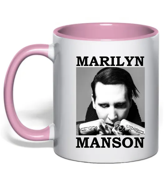 Чашка с цветной ручкой Marylin Manson photocard Нежно розовый фото