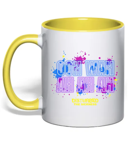 Чашка с цветной ручкой Disturbed Ooh wah ah ah ah Лимонный фото